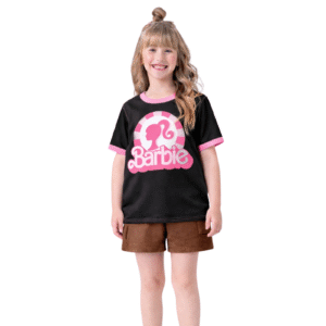 hot pink barbie print with cap sleeves bkt0111