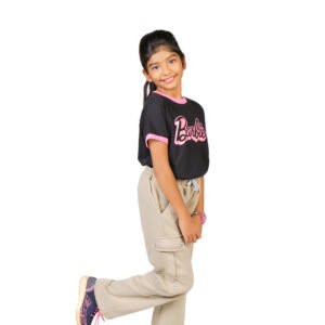 hot pink barbie print with cap sleeves bkt0111