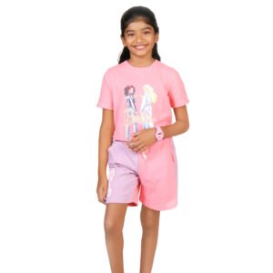 barbie cut & sew t shirt with denim barbie print bkt0098